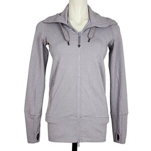 Lululemon Women's Stride Jacket Lavender Grey Zip Up Thumbholes 4